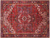 Red 8' 11" X 12' 2" Vintage Persian Heriz Serapi Handmade Wool Rug - Q25175