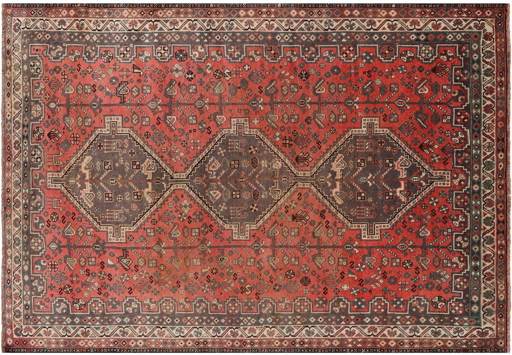 Rust 5' 3" X 7' 11" Vintage Persian Hand Knotted Wool Rug - Q25190