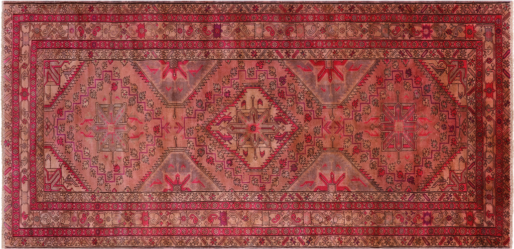 Pink 4' 6" X 9' 2" Vintage Persian Handmade Wool Rug - Q25199