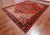 Red 9' 3" X 12' 5" Vintage Persian Heriz Serapi Hand-Knotted Wool Rug - Q25209