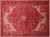 Red 9' 3" X 12' 7" Vintage Persian Heriz Serapi Hand Knotted Wool Rug - Q25220