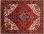 Red 6' 6" X 9' 1" Vintage Persian Heriz Serapi Handmade Wool Rug - Q25224