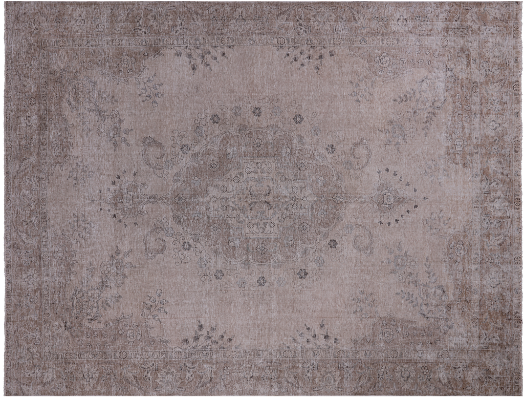 SUPER SALE Ivory 9' 2" X 12' 7" Persian Vintage White Wash Hand Knotted Wool Area Rug - Q2564