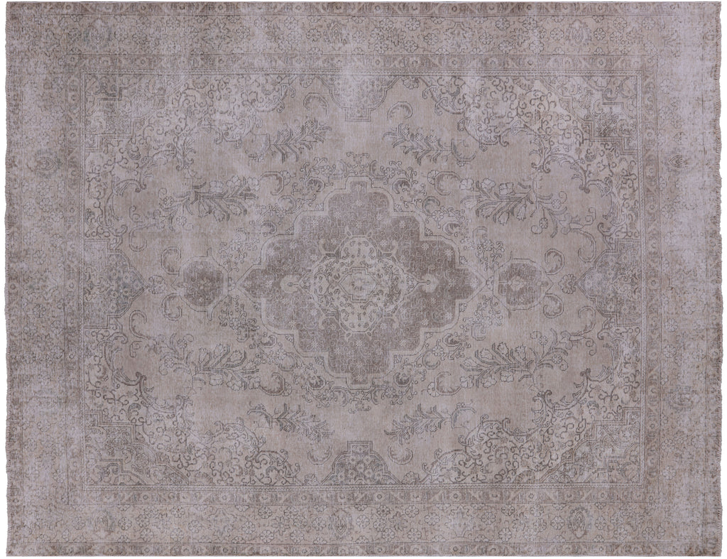 SUPER SALE Ivory 9' 8" X 12' 5" Persian Vintage White Wash Handmade Wool Rug - Q2565