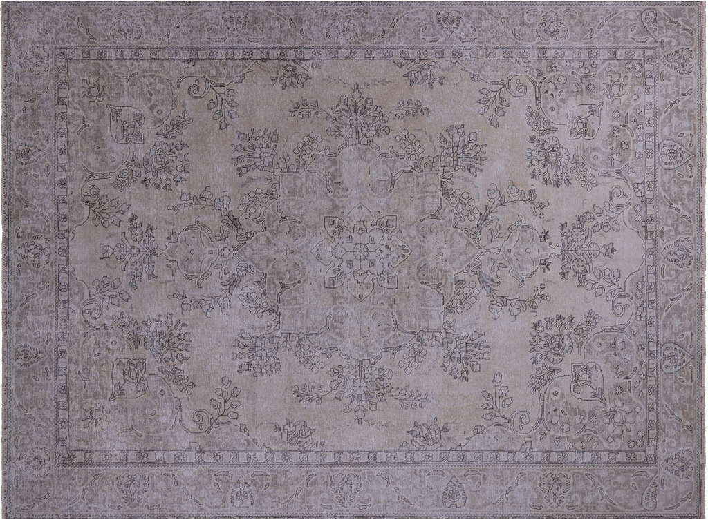 SUPER SALE Ivory 9' 5" X 12' 7" Persian Vintage White Wash Handmade Rug - Q2566
