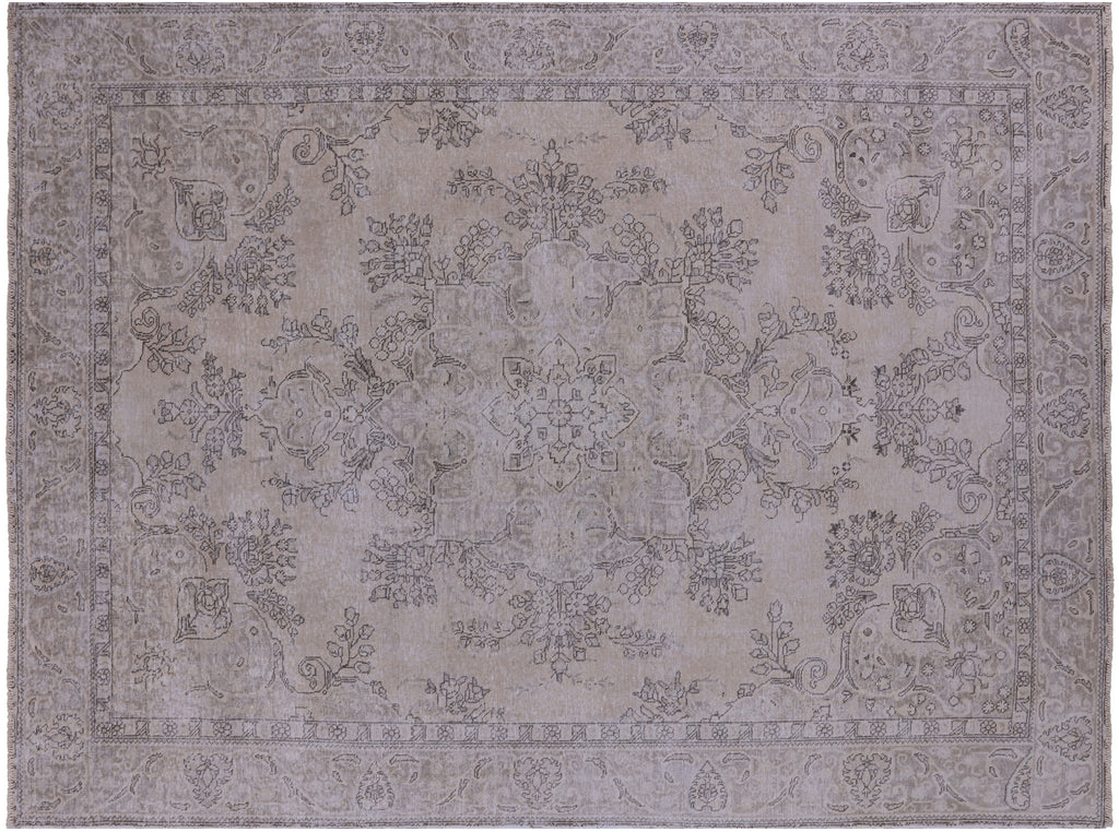 SUPER SALE Ivory 9' 5" X 12' 7" Persian Vintage White Wash Handmade Rug - Q2566