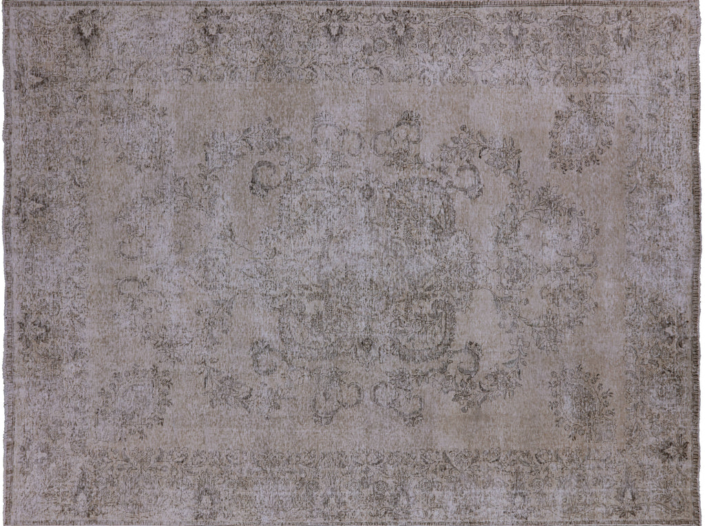 SUPER SALE Ivory 9' 9" X 12' 8" Persian Handmade Vintage White Wash Wool Area Rug - Q2567
