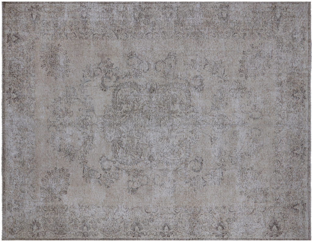 SUPER SALE Ivory 9' 9" X 12' 8" Persian Handmade Vintage White Wash Wool Area Rug - Q2567