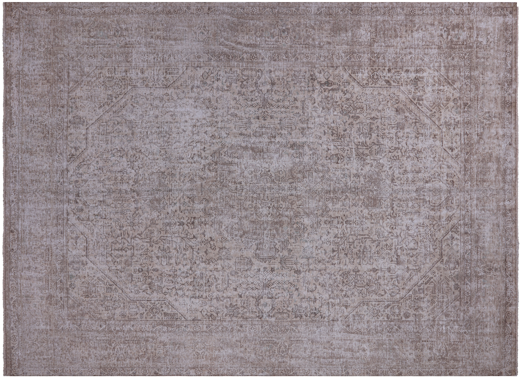 SUPER SALE Ivory 9' 1" X 12' 6" Persian Vintage White Wash Hand Knotted Wool Rug - Q2569