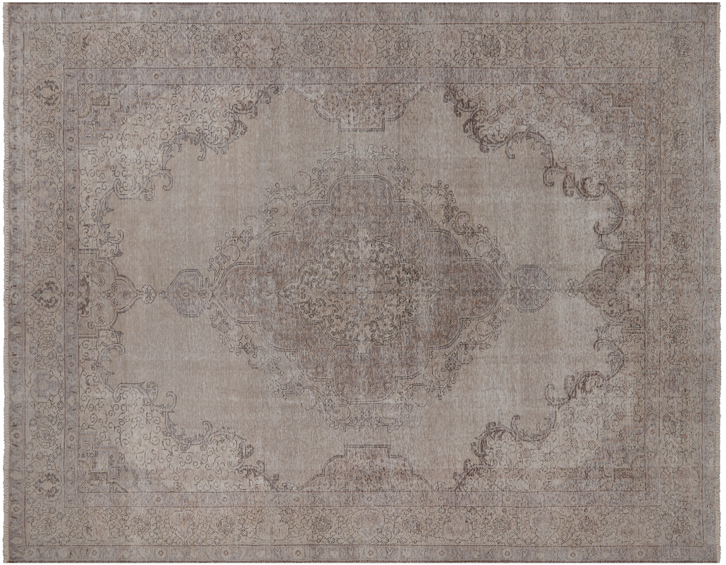 SUPER SALE Ivory Persian Vintage White Wash Hand Knotted Wool Area Rug 9' 9" X 12' 8"- Q2603