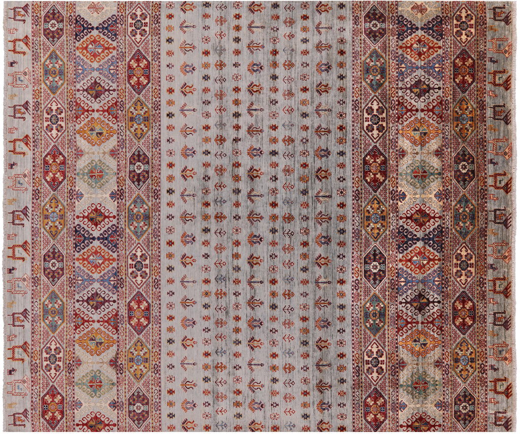 8' 2" X 9' 9" Hand Knotted Persian Tribal Gabbeh Wool Rug - Q3239