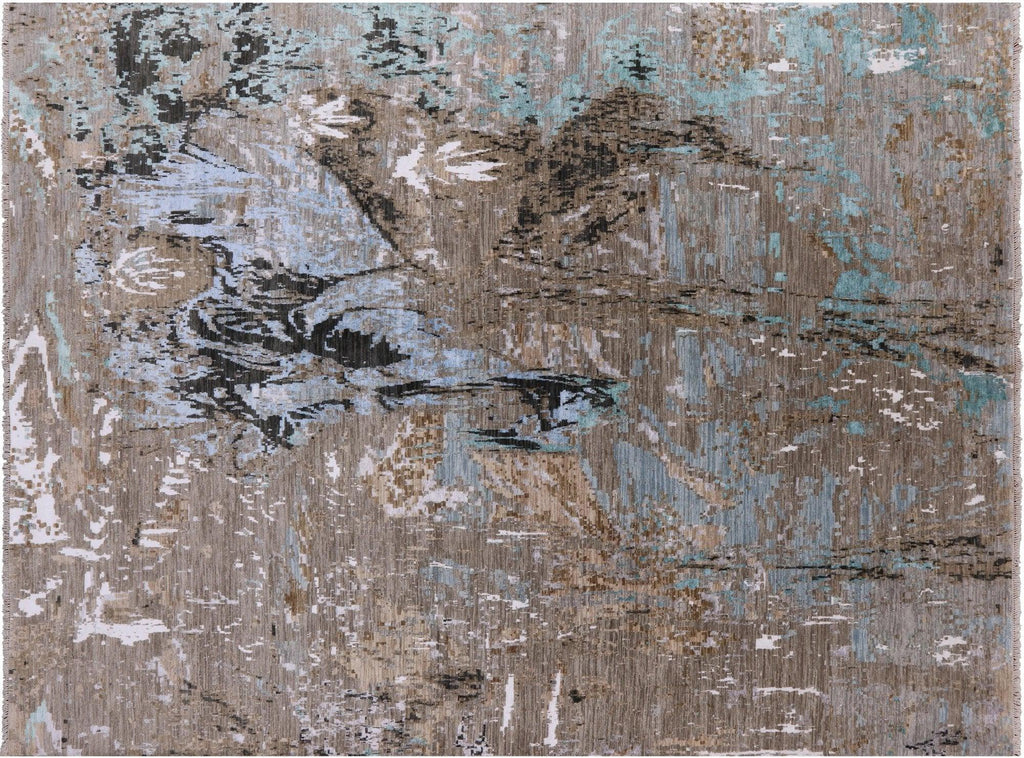 Handmade Wool & Silk Abstract Area Rug - Manhattan Rugs