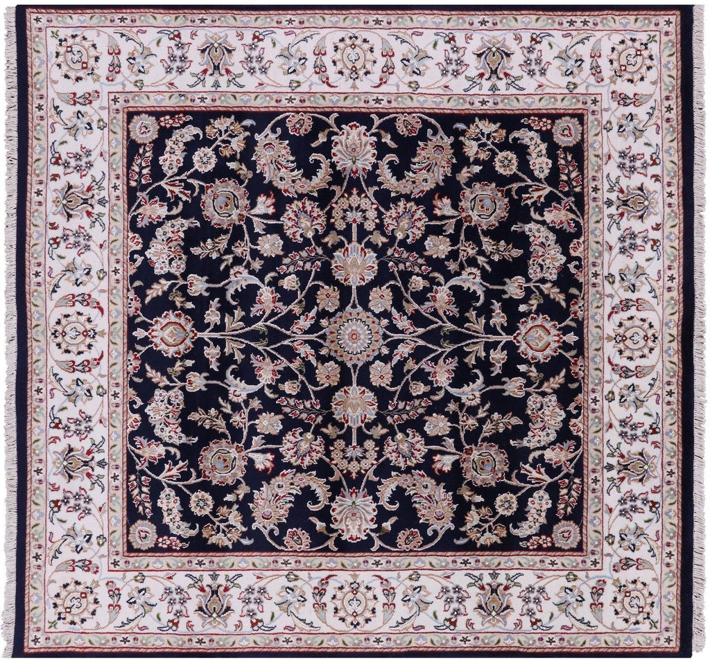 Square Persian Nain Wool & Silk Hand Knotted Rug - Manhattan Rugs