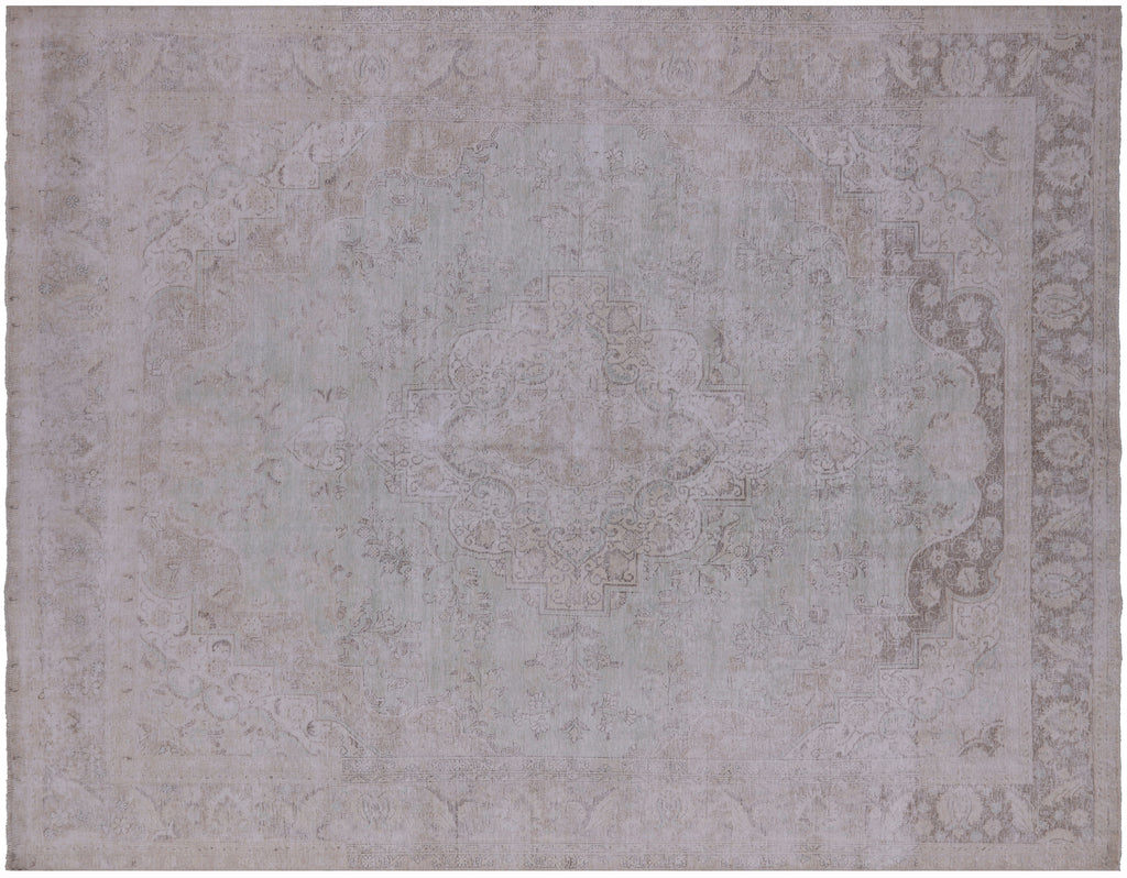 SUPER SALE Ivory Handmade Vintage White Wash Persian Rug 9' 6" X 12' 1" - Q4649