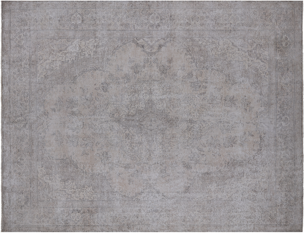 SUPER SALE Ivory 9' 6" X 12' 3" Persian Vintage White Wash Handmade Rug - Q4651