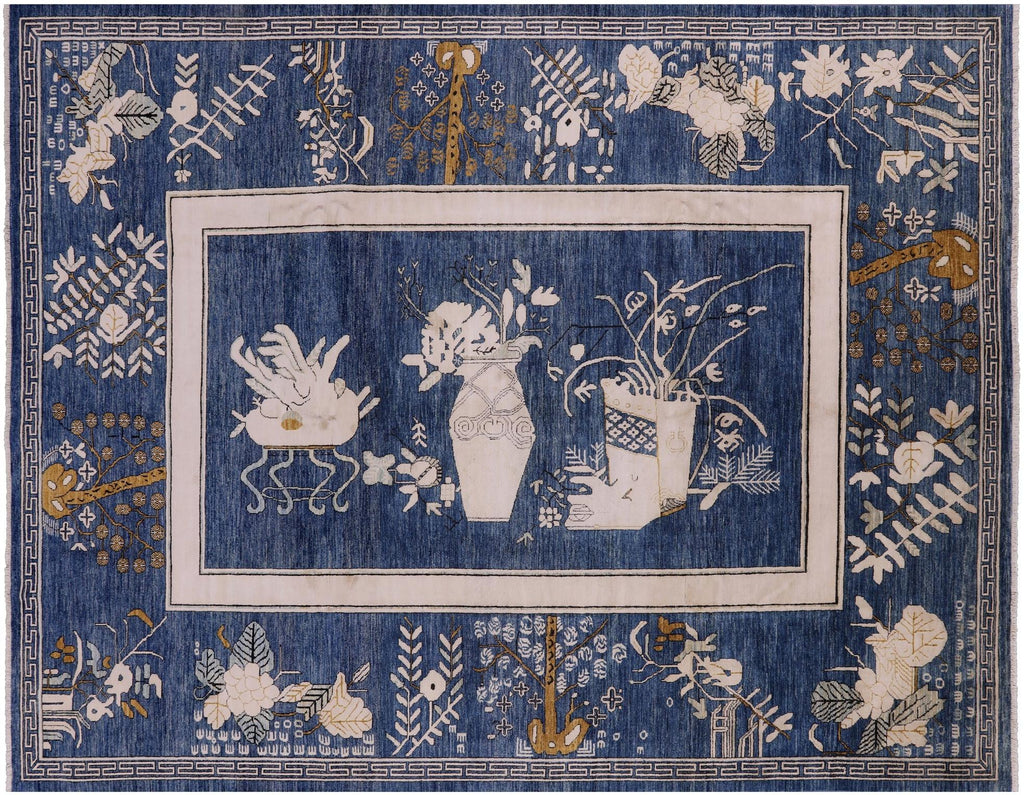 Contemporary Floral Handmade Wool & Silk Rug - Manhattan Rugs