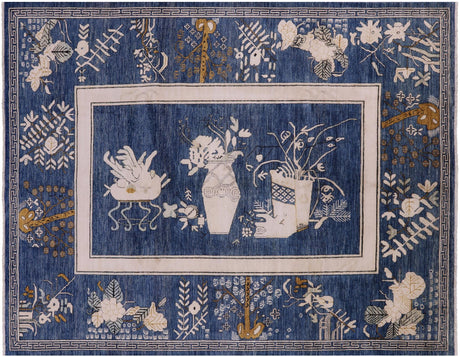 Contemporary Floral Handmade Wool & Silk Rug - Manhattan Rugs