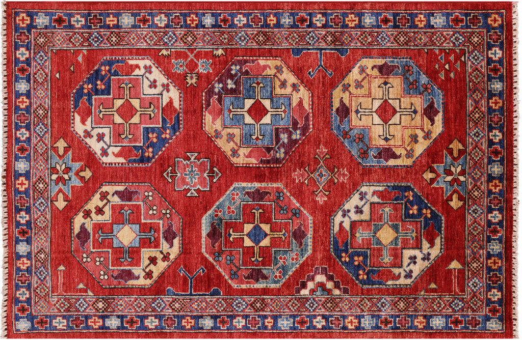 Hand Knotted Fine Turkmen Wool Rug 3' 3" X 4' 11" - Q5196