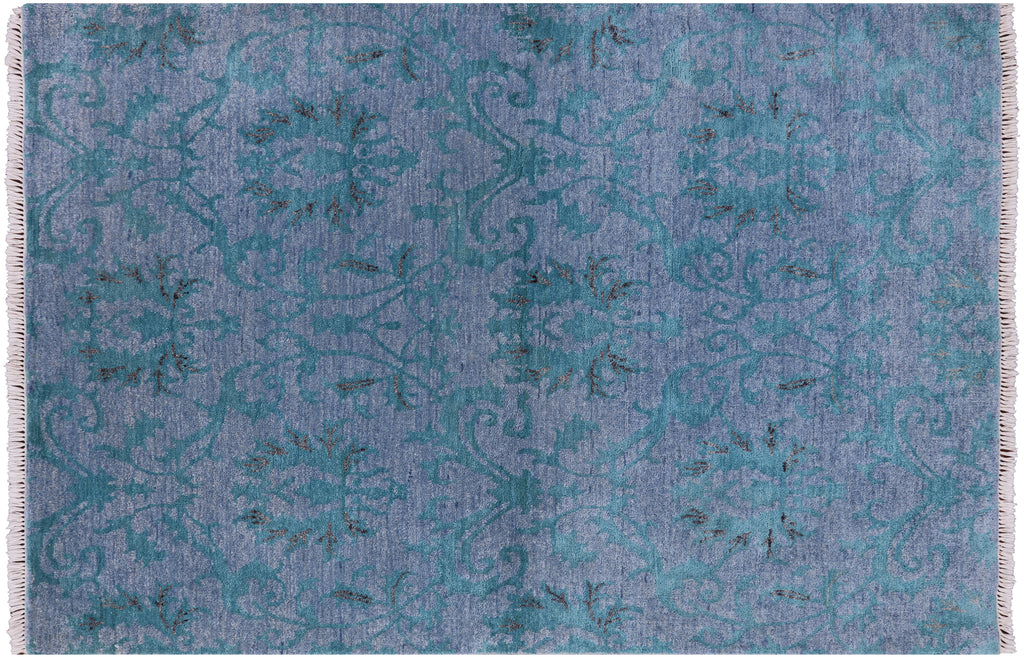 Blue 4' 2" X 6' 1" William Morris Hand-Knotted Wool Rug - Q5891