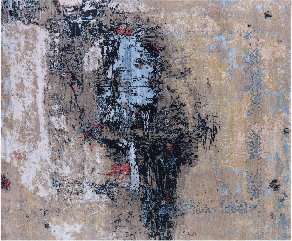 Abstract Hand Knotted Wool & Silk Rug - Manhattan Rugs