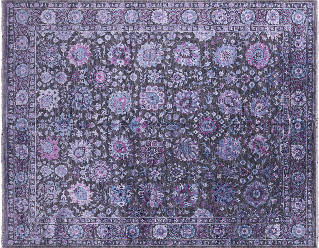 Grey Persian Tabriz Hand-Knotted Wool & Silk Rug 8' 1" X 10' 3" - Q6072