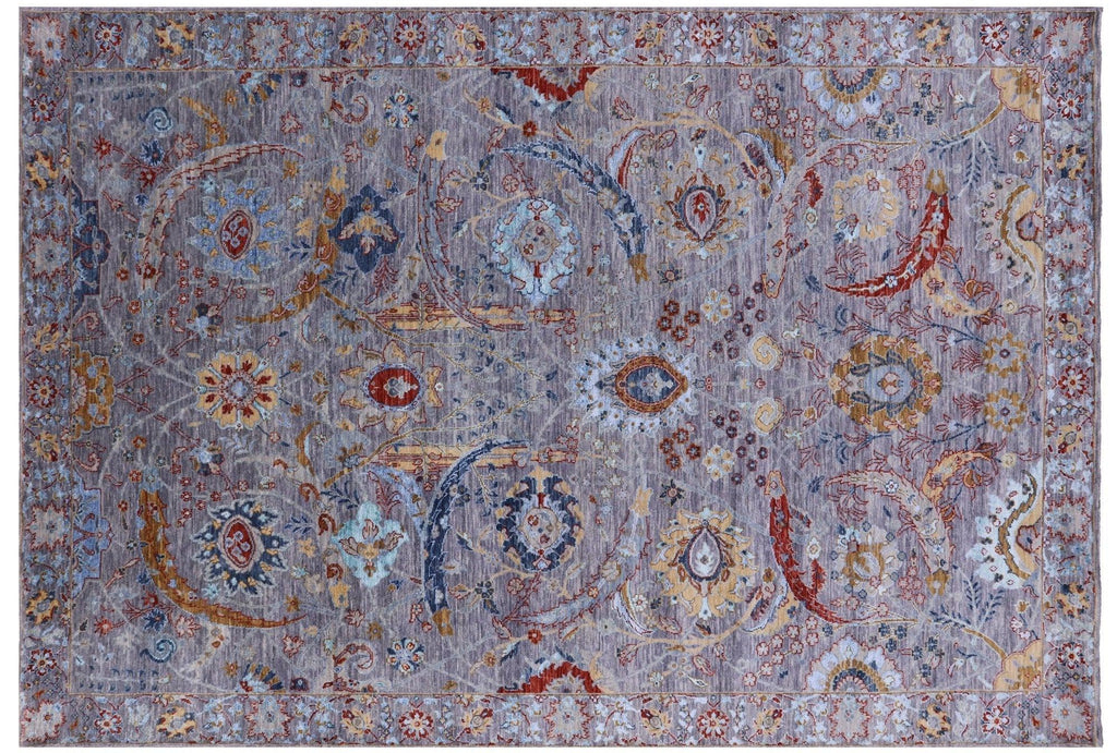 Sickle Leaf Desing Persian Wool & Silk Hand Knotted Rug - Manhattan Rugs