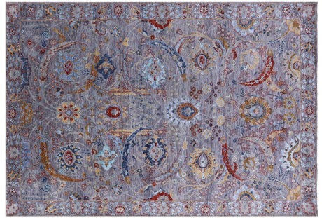 Sickle Leaf Desing Persian Wool & Silk Hand Knotted Rug - Manhattan Rugs