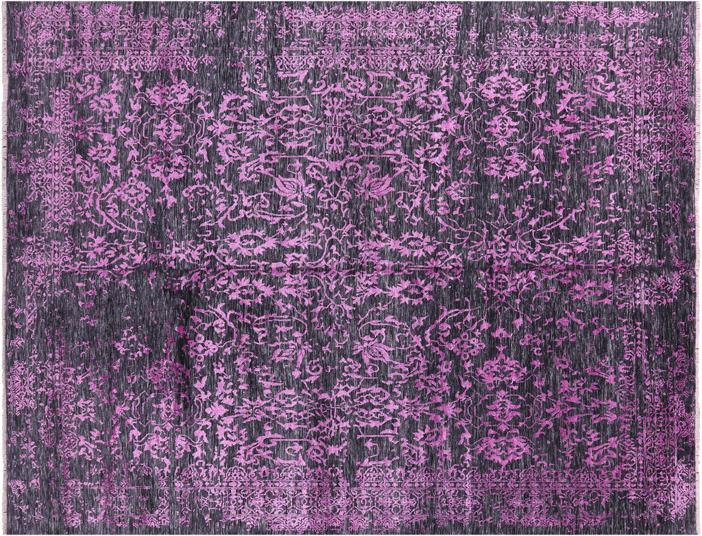 SUPER SALE Grey 8' 0" X 10' 1" Persian Handmade Wool & Silk Rug - Q6080