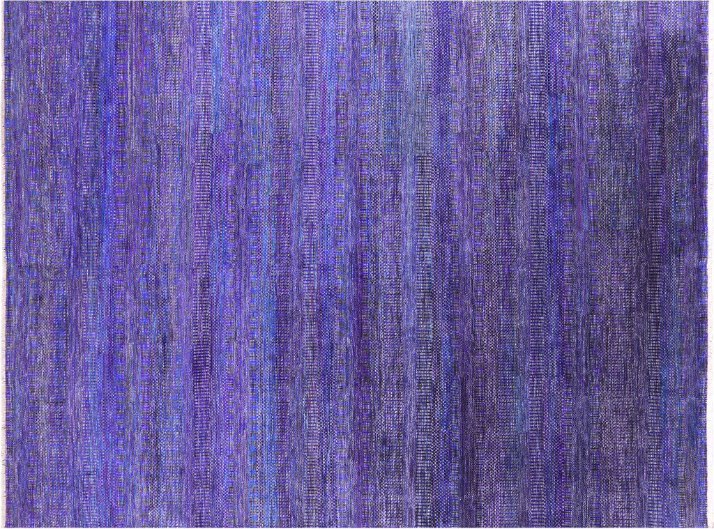 Purple Hand-Knotted Wool & Silk Super Savannah Gabbeh Rug 9' 0" X 12' 1" - Q6115