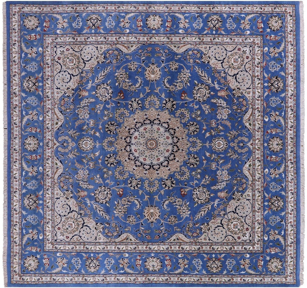 Square Persian Nain Handmade Wool & Silk Rug - Manhattan Rugs