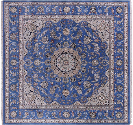 Square Persian Nain Handmade Wool & Silk Rug - Manhattan Rugs