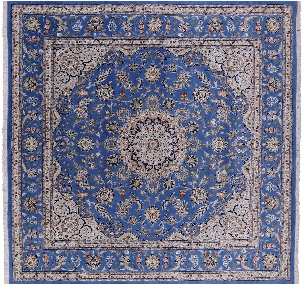 Square Wool & Silk Persian Nain Hand-Knotted Rug - Manhattan Rugs
