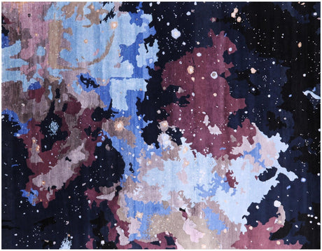 Contemporary Hand Knotted Wool & Silk Galaxy Design Area Rug - Manhattan Rugs
