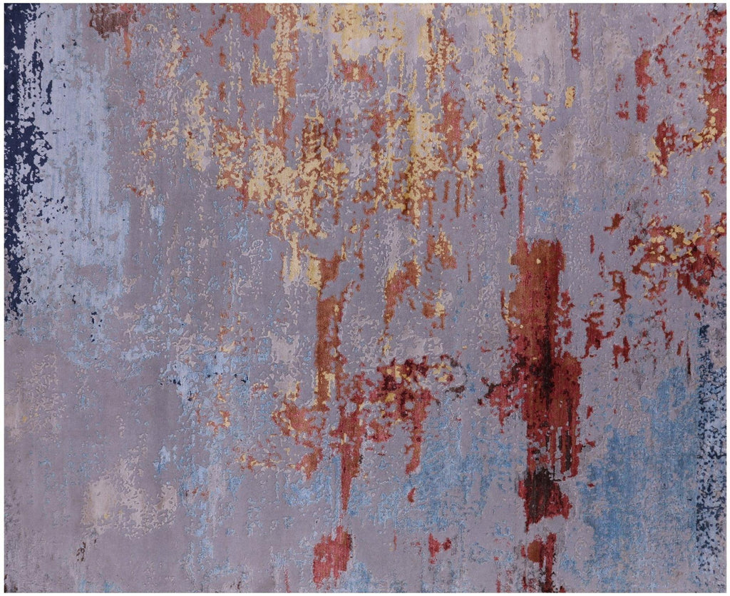 Abstract Wool & Silk Hand Knotted Rug - Manhattan Rugs