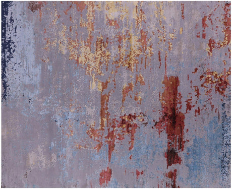 Abstract Wool & Silk Hand Knotted Rug - Manhattan Rugs