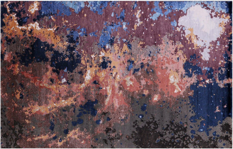 Abstract Wool & Silk Hand Knotted Rug - Manhattan Rugs