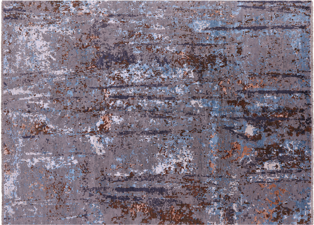 Abstract Hand Knotted Wool & Silk Rug 9' 0" X 12' 1"- Q6230