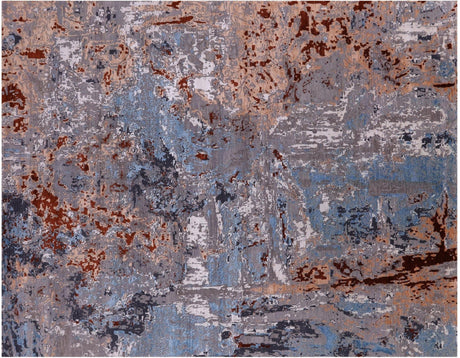 Hand-Knotted Wool & Silk Abstract Rug - Manhattan Rugs