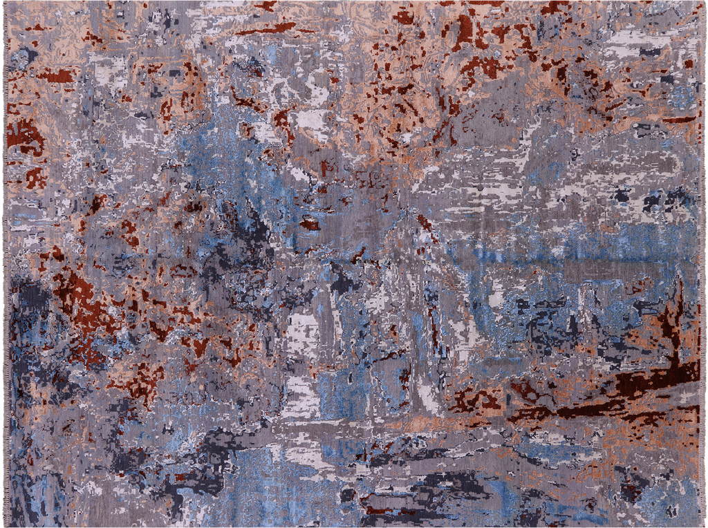 SUPER SALE 7' 11" X 10' 2" Hand-Knotted Wool & Silk Abstract Rug - Q6237