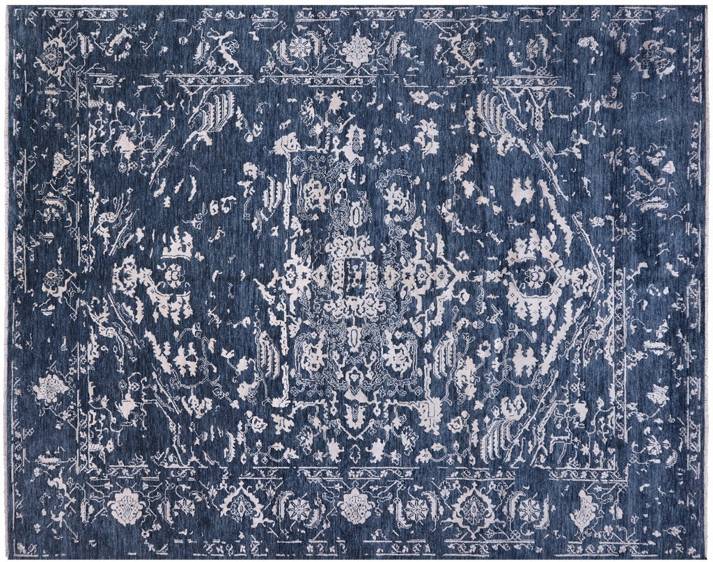 SUPER SALE 8' 2" X 10' 5" Wool & Silk Persian Heriz Serapi Hand Knotted Rug - Q6245