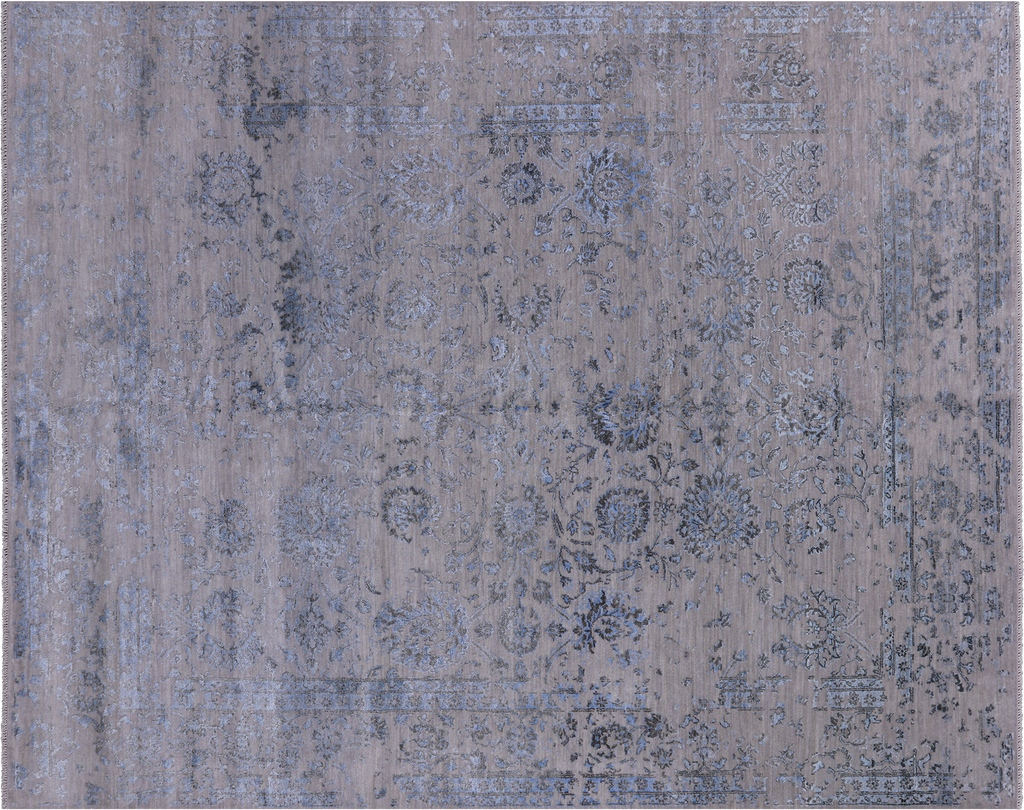 Grey Wool & Silk Hand-Knotted Persian Tabriz Rug 8' 1" X 10' 1" - Q6257
