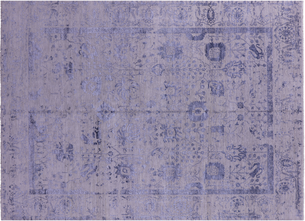 Grey Persian Tabriz Wool & Silk Hand-Knotted Rug 8' 11" X 12' 3" - Q6268