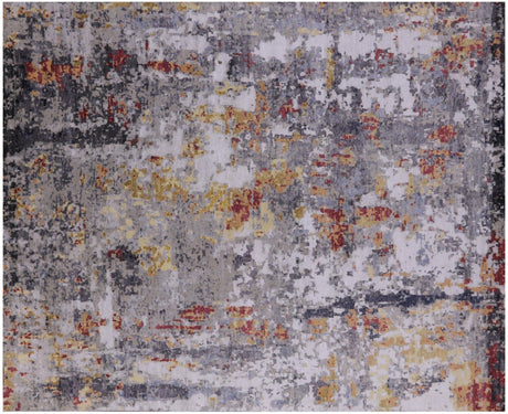 Abstract Wool & Silk Hand-Knotted Rug - Manhattan Rugs