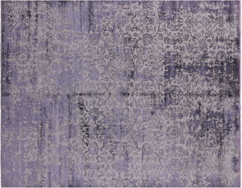 SUPER SALE Grey Wool & Silk Persian Hand-Knotted Rug 7' 10" X 10' 1" - Q6276