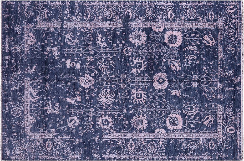 Grey 6' 2" X 9' 3" Persian Tabriz Wool & Silk Hand-Knotted Rug - Q6280