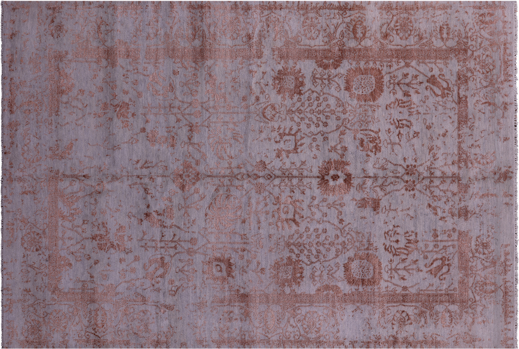 Grey 6' 2" X 9' 2" Persian Tabriz Wool & Silk Hand Knotted Rug - Q6297