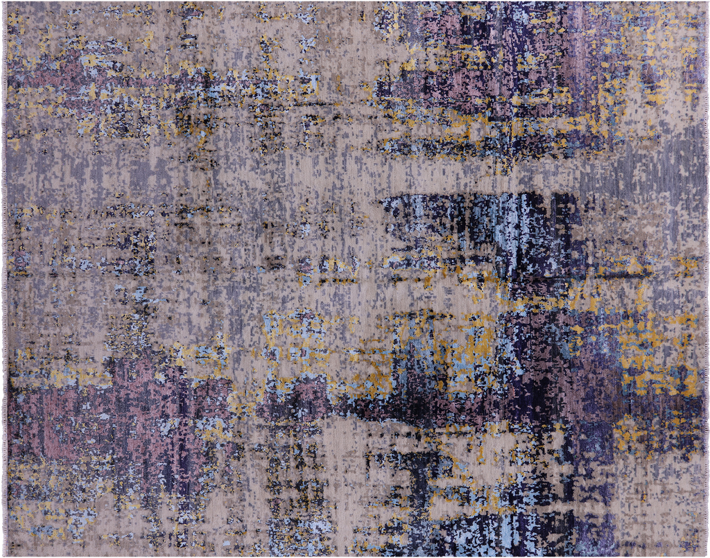 Abstract Wool & Silk Hand Knotted Rug 8' 1" X 10' 1" - Q6325