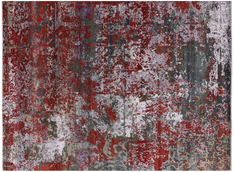 Abstract Wool & Silk Contemporary Hand Knotted Rug - Manhattan Rugs