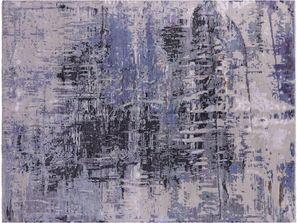 Wool & Silk Contemporary Handmade Abstract Rug 9' 0" X 11' 11" - Q6332