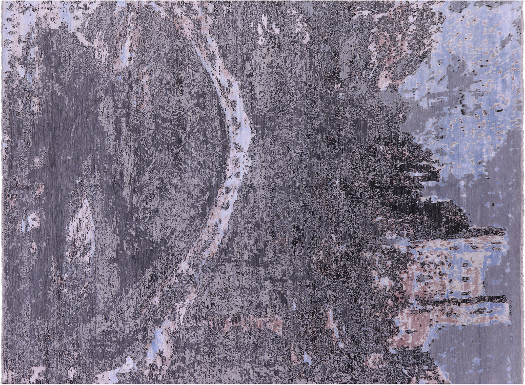 9' 1" X 12' 1" Castle On The Hill Hand Knotted Wool & Silk Rug - Q6334